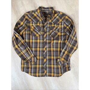prAna Pearl Snap Shirt Mens XL Plaid Western Outdoor Hiking Button Up